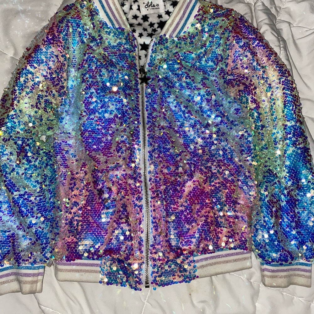 Iris Sequin Bomber Jacket - Iridescent Multicol